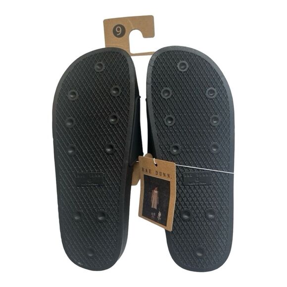 New Women's Rae Dunn Good Vibes Black Slides Size 8 - Picture 5 of 8